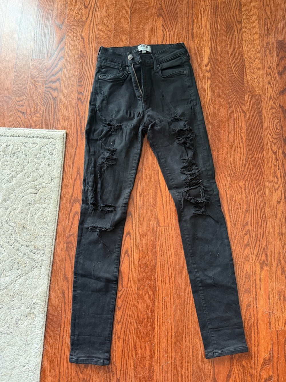 Agolde Black Distressed Skinny Jeans